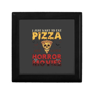 Pizza Horror Movies Halloween Skull Bats Spiderweb Gift Box