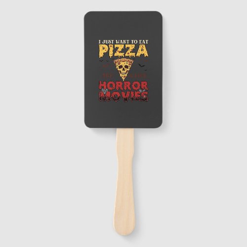 Pizza Horror Movies Halloween Skull Bats Spiderweb Hand Fan