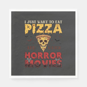 Pizza Horror Movies Halloween Skull Bats Spiderweb Napkins