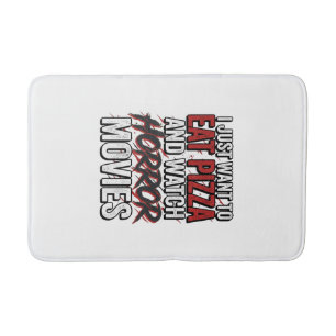 Pizza Horror Movies Vintage Halloween Typography S Bath Mat