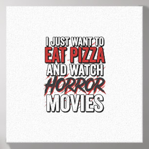 Pizza Horror Movies Vintage Halloween Typography S Canvas Photo Tile