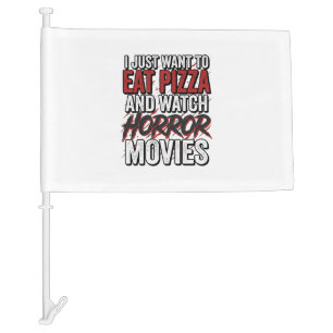 Pizza Horror Movies Vintage Halloween Typography S Car Flag