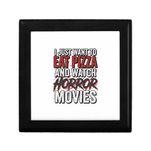 Pizza Horror Movies Vintage Halloween Typography S Gift Box