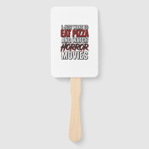 Pizza Horror Movies Vintage Halloween Typography S Hand Fan