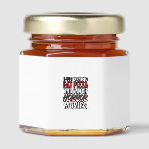 Pizza Horror Movies Vintage Halloween Typography S Honey Jar Favors