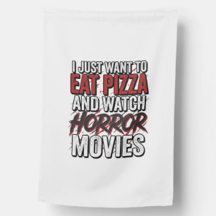 Pizza Horror Movies Vintage Halloween Typography S House Flag