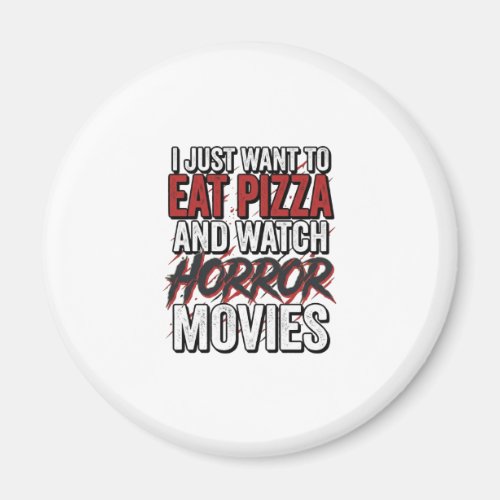 Pizza Horror Movies Vintage Halloween Typography S Magnet
