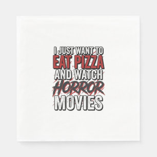 Pizza Horror Movies Vintage Halloween Typography S Napkins