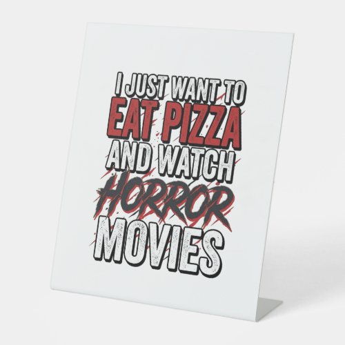 Pizza Horror Movies Vintage Halloween Typography S Pedestal Sign