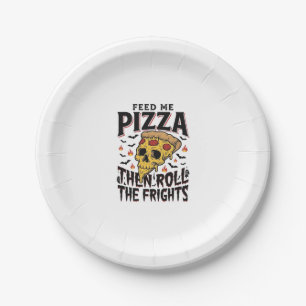 Pizza Horror Shirt Vintage Engraving Movie Night D Paper Plates