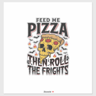 Pizza Horror Shirt Vintage Engraving Movie Night D Sticker