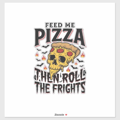 Pizza Horror Shirt Vintage Engraving Movie Night D Sticker