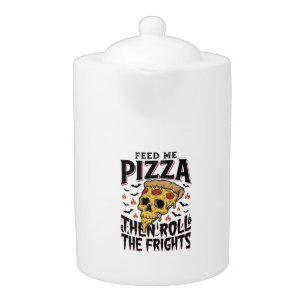 Pizza Horror Shirt Vintage Engraving Movie Night D Teapot