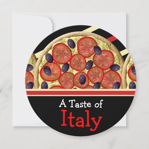 Pizza illustration fast food Italian dinner party Invitation