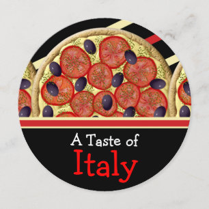 Pizza illustration fast food Italian dinner party Invitation