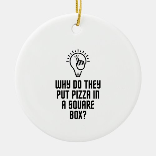 Pizza in a square box ceramic ornament