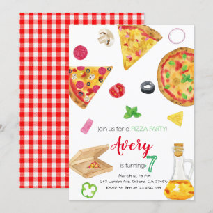 Pizza Invitation, Pizza Invite, Pizza Birthday Invitation