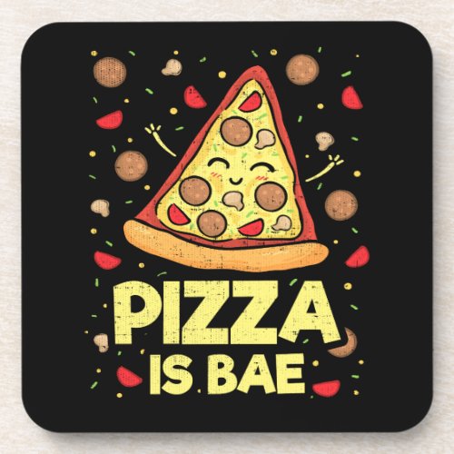 Pizza Is Bae _ Funny Cartoon _ Novelty Drink Coaster