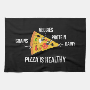 Pizza Is Healthy - Carbs - Funny Novelty Fitness Kitchen Towel