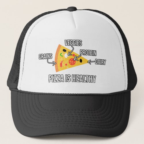 Pizza Is Healthy _ Carbs _ Funny Novelty Fitness Trucker Hat