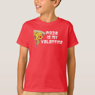 Pizza Is My Valentine Cartoon Pizza T-Shirt
