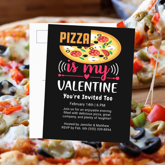 Pizza Is My Valentine Funny Party Holiday Postcard (Pizza Is My Valentine Funny Party Holiday Postcard)