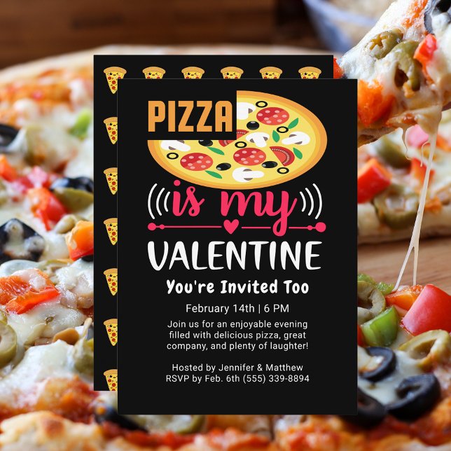 Pizza Is My Valentine Funny Party Invitation (Pizza Is My Valentine Funny Party Invitation)