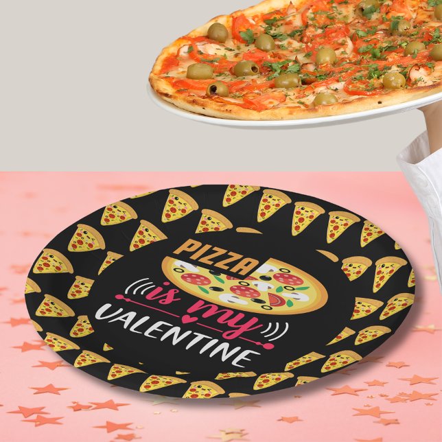 Pizza Is My Valentine Funny Party Paper Plates (Pizza Is My Valentine Funny Party Paper Plates)