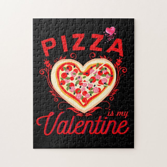 Pizza Is My Valentine Funny Valentines Day Jigsaw Puzzle (Vertical)