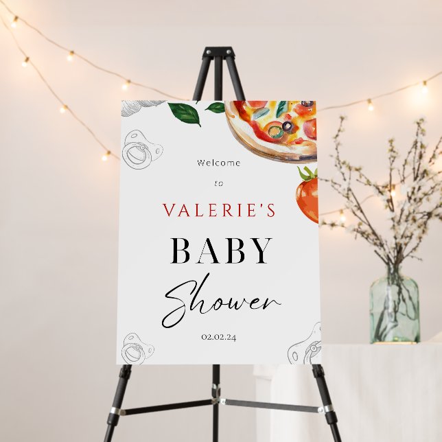 Pizza Italian Baby Shower Welcome Sign (In Situ (Stand))