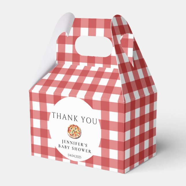 Pizza Italian Casual Baby Shower Favor Bag Box (Front Side)