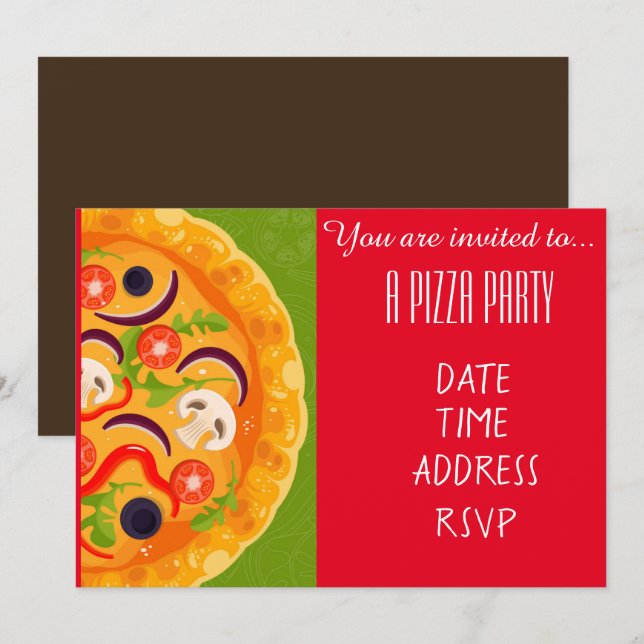 Pizza Italian dinner party Invitation (Front/Back)