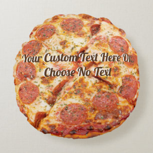 Pizza Italian Food Pepperoni Cheese   Custom Text Round Pillow