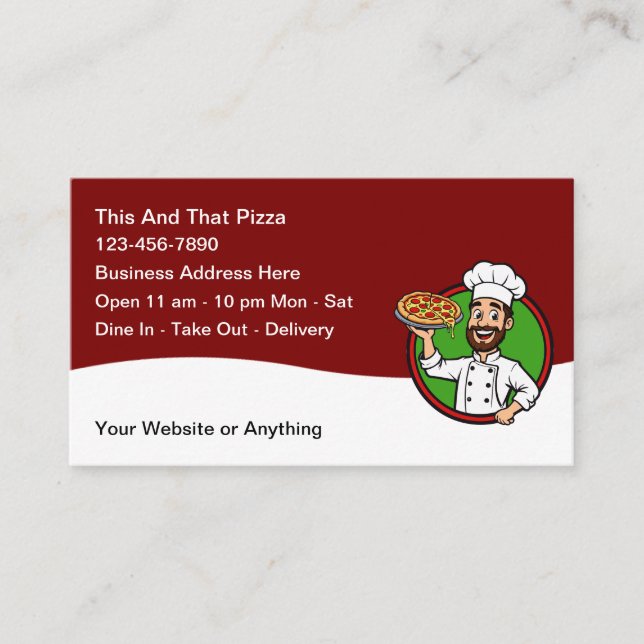 Pizza Italian Restaurant Business Cards (Front)