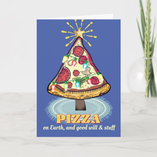 Pizza Italian restaurant catering Christmas Holida Holiday Card