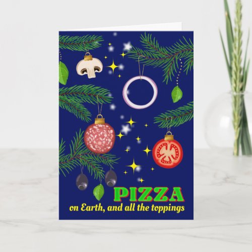 Pizza Italian restaurant catering Christmas Holida Holiday Card