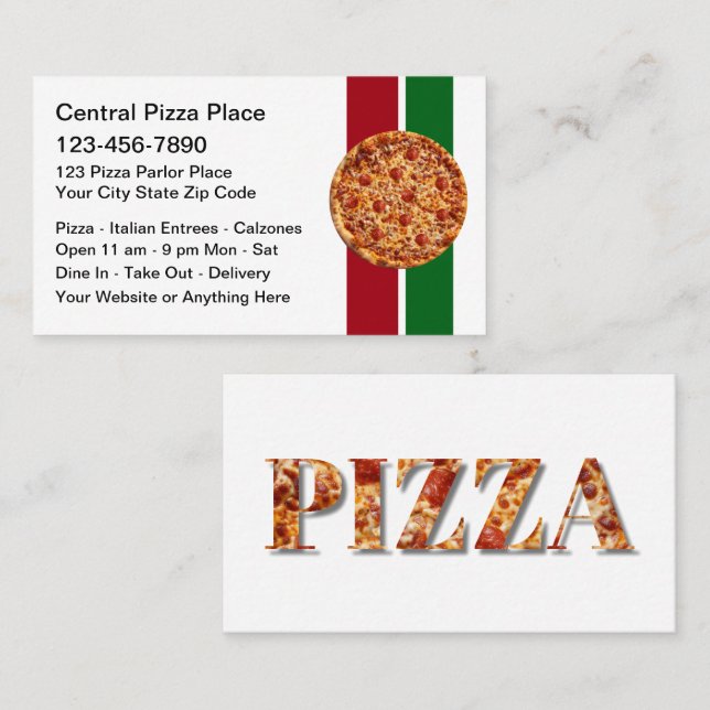 Pizza Italian Restaurant Theme Business Cards (Front/Back)