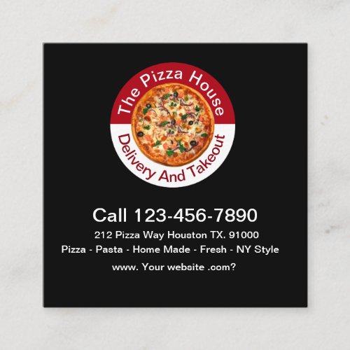 Pizza Italian Restaurant Unique Design Square Business Card