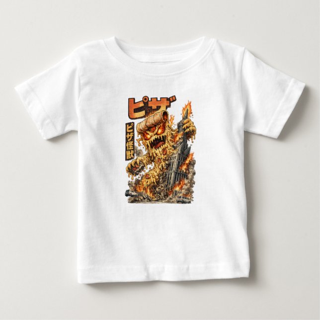 Pizza Kaiju – The Cheesy Destruction Baby T-Shirt (Front)