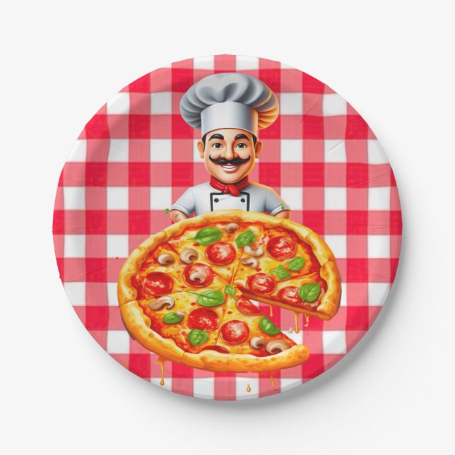 Pizza Kids’ Birthday Party Paper Plates (Front)