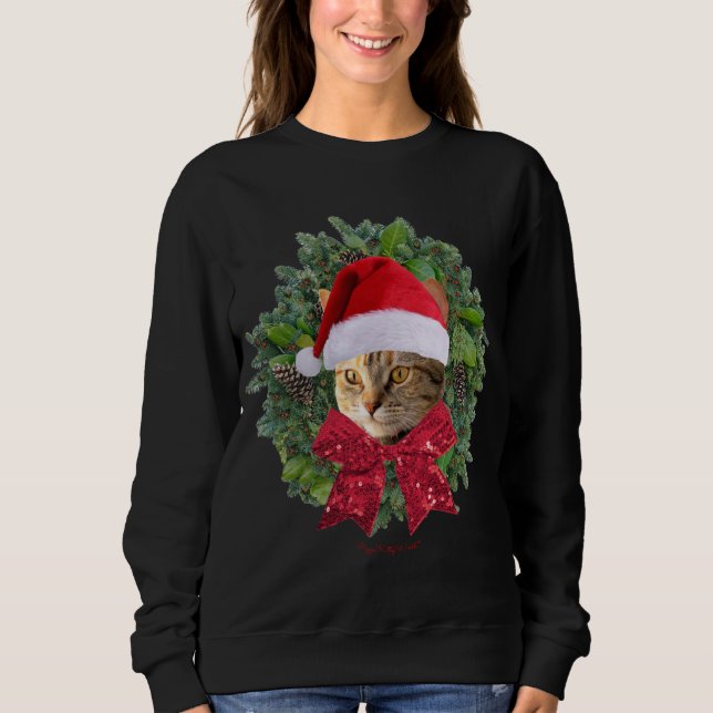 Pizza Kitty World Cute Torbie Cat Christmas Kitten Sweatshirt (Front)