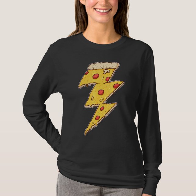 Pizza Lightning Pizza Eating Italian Food Pizza Fa T-Shirt (Front)