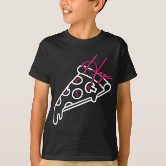 Pizza Line Art Breast Cancer Awareness Ribbon Hope T-Shirt