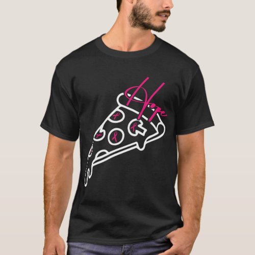 Pizza Line Art Breast Cancer Awareness Ribbon Hope T_Shirt