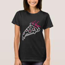 Pizza Line Art Breast Cancer Awareness Ribbon T-Shirt