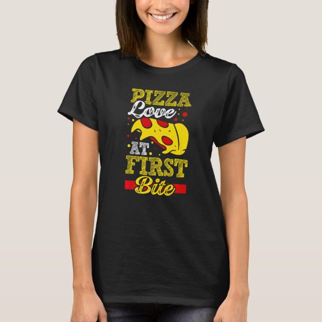 Pizza Love At First Bite T-Shirt (Front)