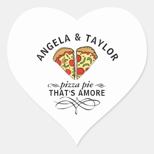 Pizza Love Couple Personalized Trendy Heart Sticker