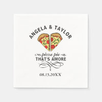 Pizza Love Trendy Wedding Monogram Date