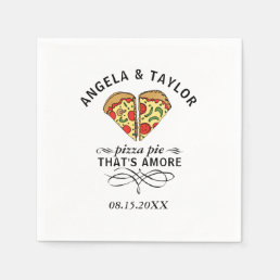 Pizza Love Trendy Wedding Monogram Date Napkins