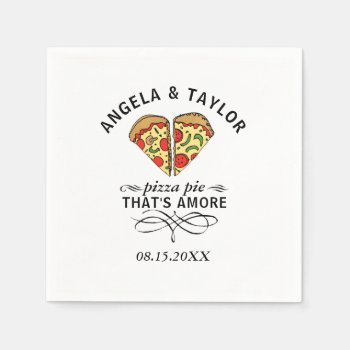 Pizza Love Trendy Wedding Monogram Date Napkins by ilovedigis at Zazzle